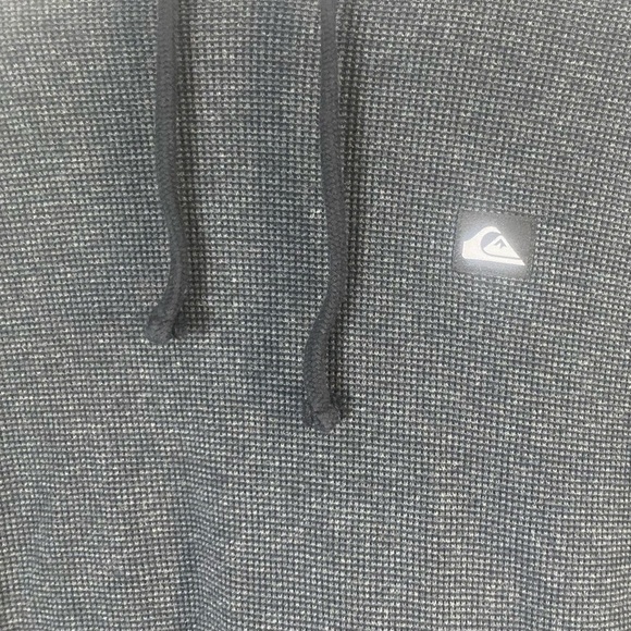 Quicksilver Black Texured Henley Hoodie, Size M, Drawstring Hood, Cuffed Sleeves - Picture 2 of 7